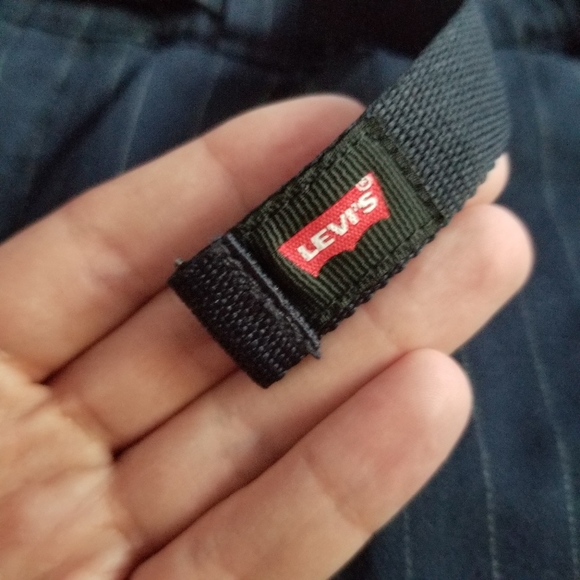 LEVI'S Premium Pull On Taper Pants Navy Blue Pinstripe Size S - Picture 8 of 16